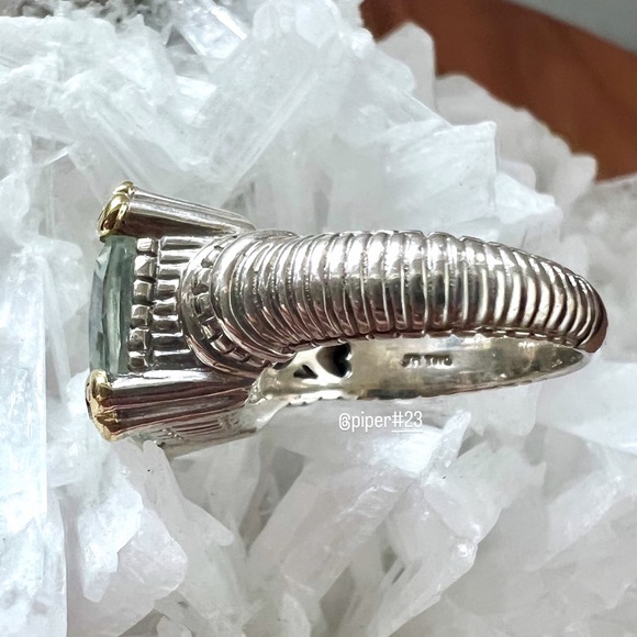 Judith Ripka JR TWO Fontaine Prasiolite & Diamond Cocktail Ring 7 1/2 - Picture 8 of 9